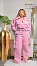 Load image into Gallery viewer, Women Two-Piece Fleece Pants Crop Top Set
