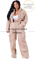 Load image into Gallery viewer, Women Two-Piece Fleece Pants Crop Top Set

