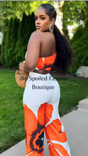 Load image into Gallery viewer, Women’s Two-Piece Floral Crop Top Wide Leg Pants Set

