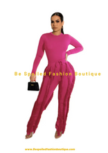 Load image into Gallery viewer, Women’s 2 Piece Long Sleeve Tassel Pants Set
