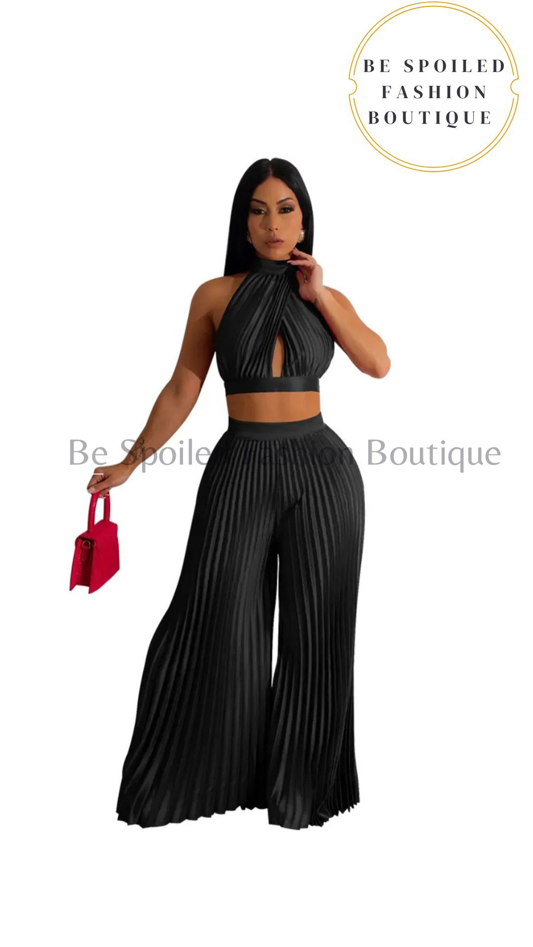 Two-Piece Crop Top Backless Wide Pants Show Stopper Set