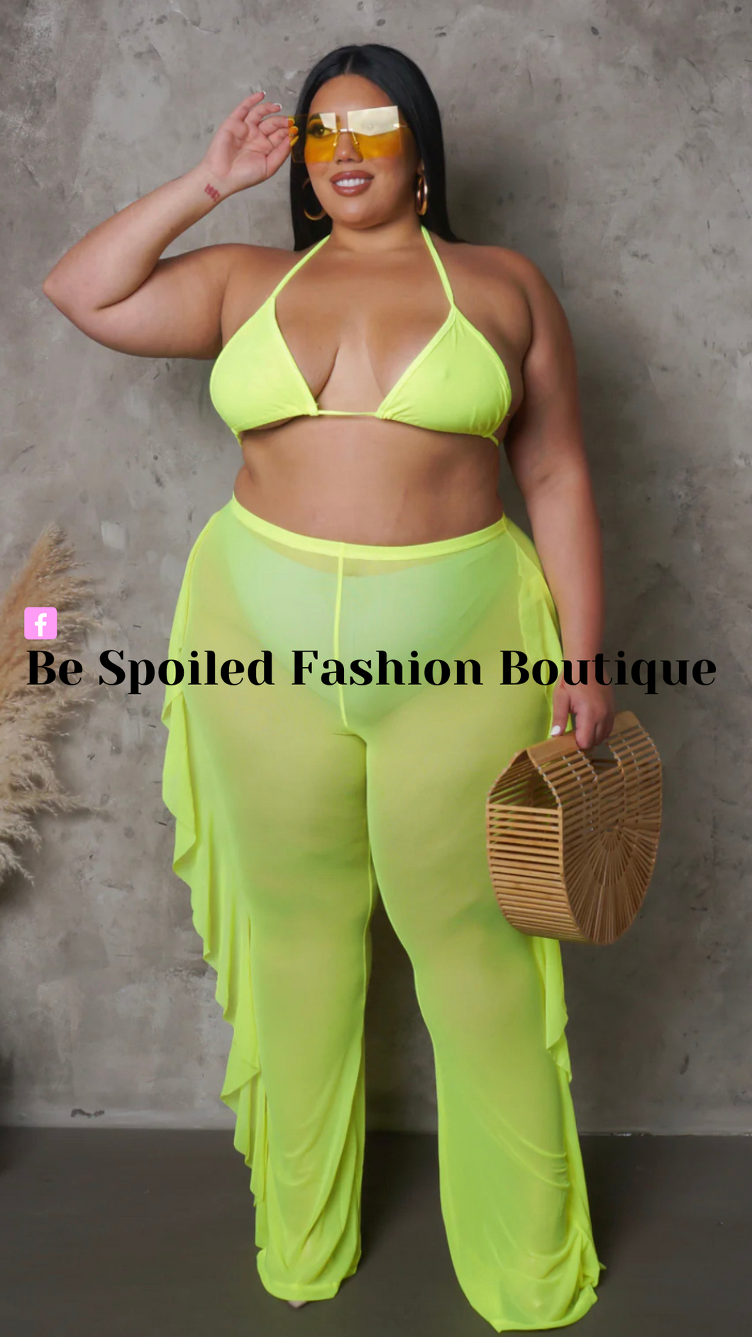Plus Size Neon Green 2Piece  SwimSet