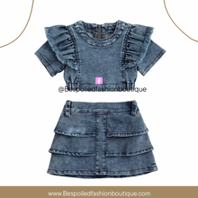 Load image into Gallery viewer, Kids Denim 2 Piece Skirt Set

