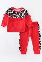 Load image into Gallery viewer, Red Leopard Ruffle Pants Set
