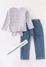 Load image into Gallery viewer, Sparkle Strip Jeans and Long Sleeve Shirt Set
