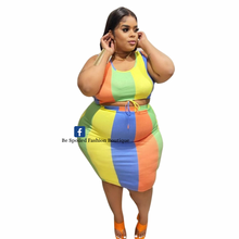 Load image into Gallery viewer, Plus Size Two Piece Multi-Color Skirt Set

