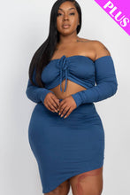 Load image into Gallery viewer, Plus Size Off Shoulder Crunch Crop Top Skirt Set
