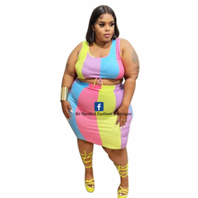 Load image into Gallery viewer, Plus Size Two Piece Multi-Color Skirt Set
