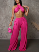 Load image into Gallery viewer, Crossover Crop Top Pants Set
