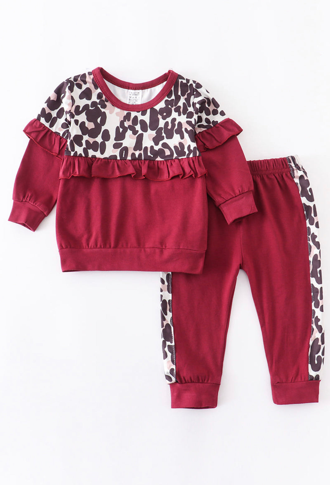 Red Leopard Ruffle Pants Set