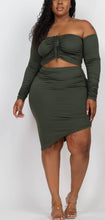 Load image into Gallery viewer, Plus Size Off Shoulder Crunch Crop Top Skirt Set
